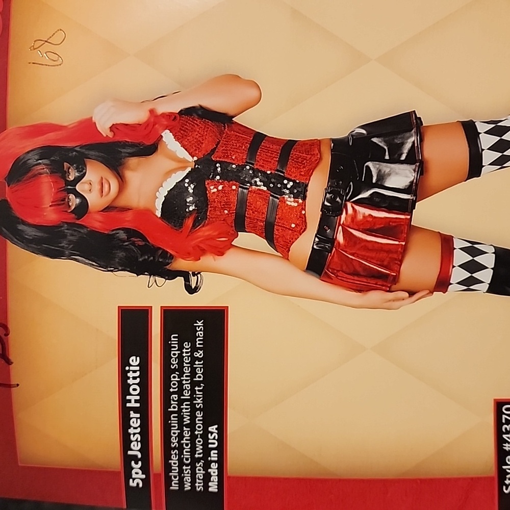 Jester Hottie Womams Costume - Red and Black SIZE large, Runs Small.
